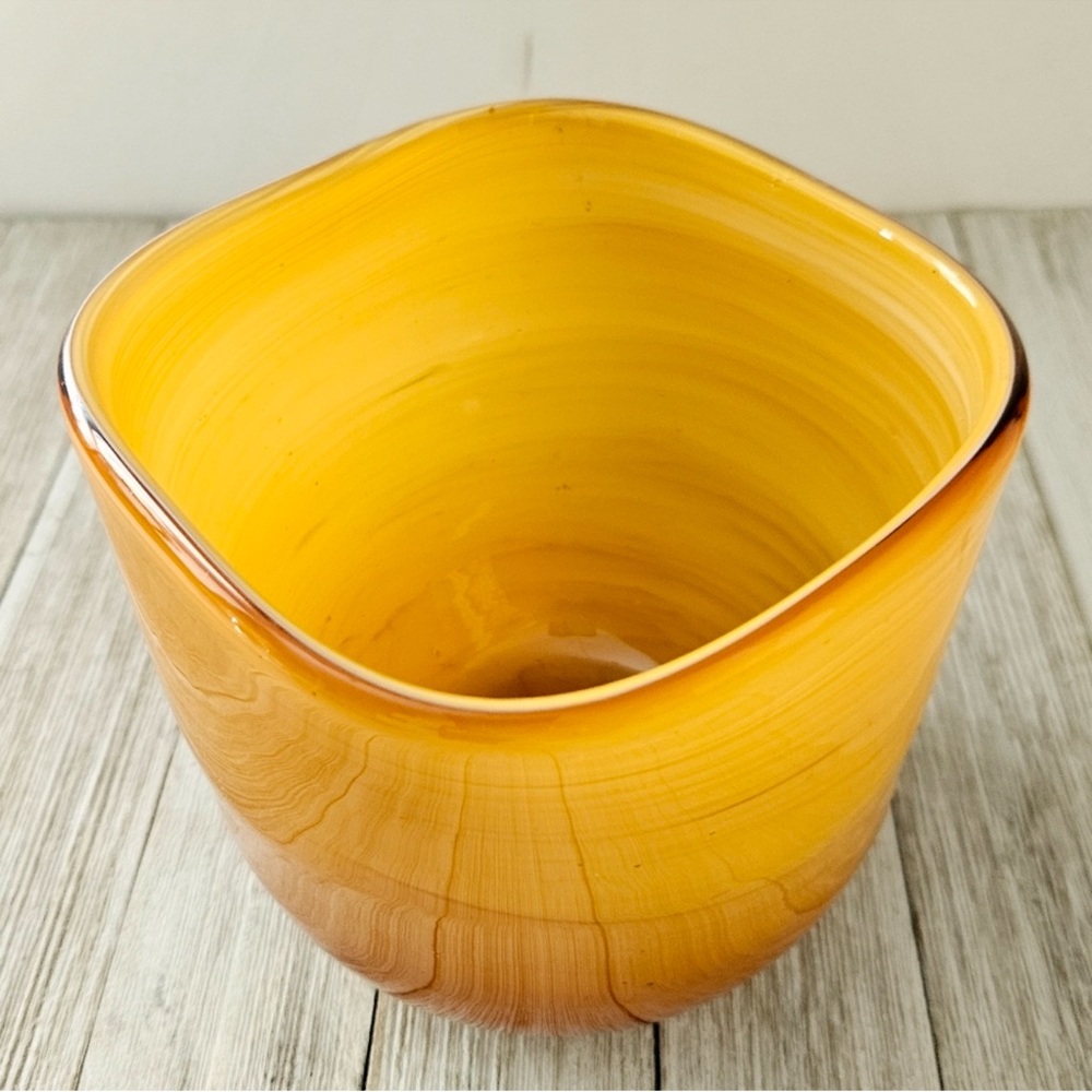 Vintage Golden Brown Hand Blown Glass Bowl Decorative Dish Planter - Picture 13 of 14